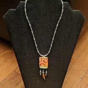 Sterling silver necklace w/ceramic pendant